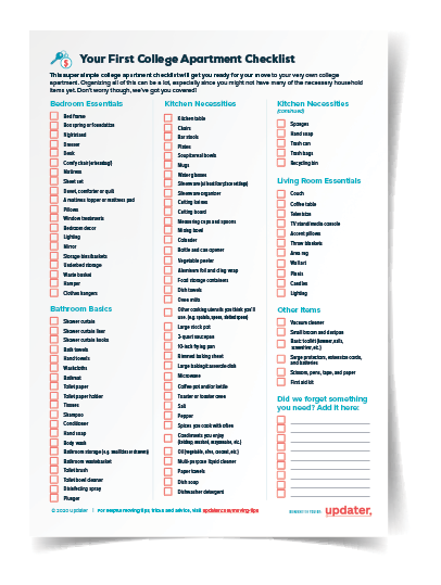 college apartment checklist